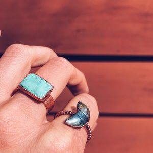 Labradorite moon Crystal Copper ring handmade